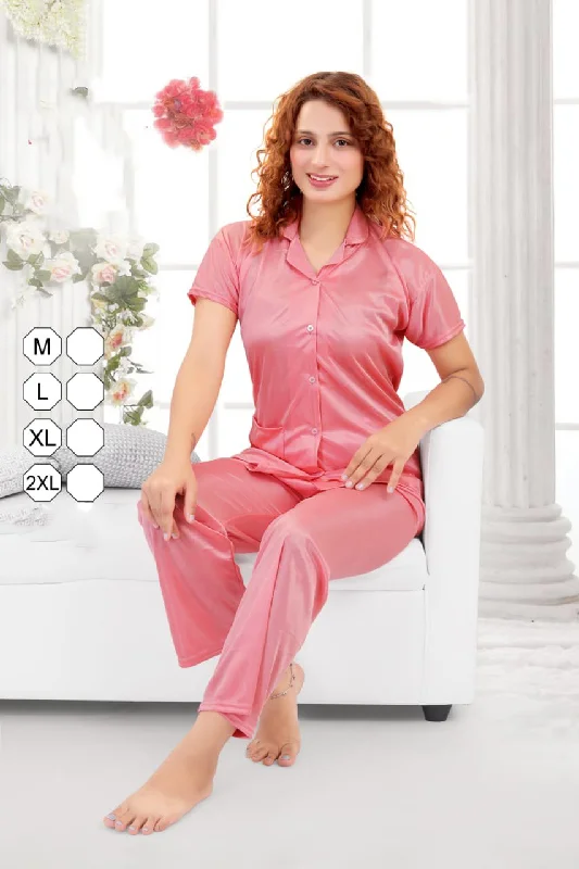 Pink satin night suits Combo Set for Ladies