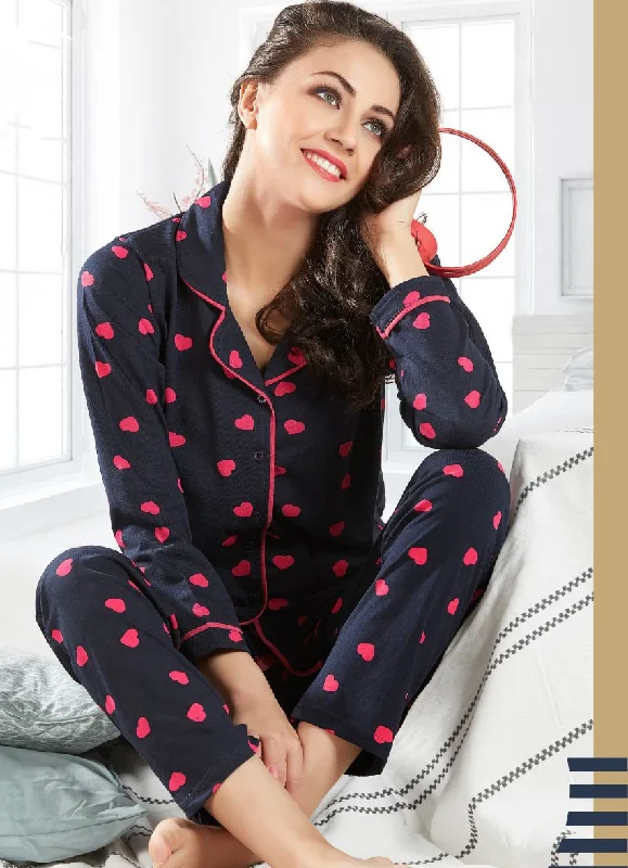 Winter cotton night suits Set for ladies Black