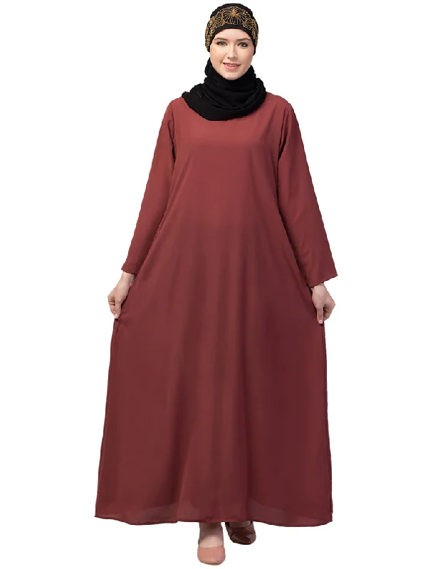 Chic Basic abaya with a flared hem for a relaxed and stylish look In Color Rust