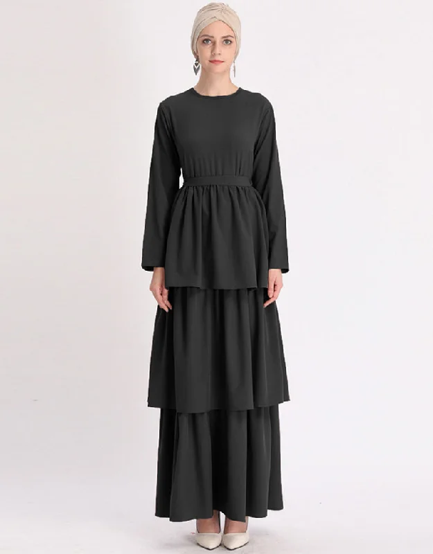 Dubai Abaya Cupcake Dress with Corset and Belt