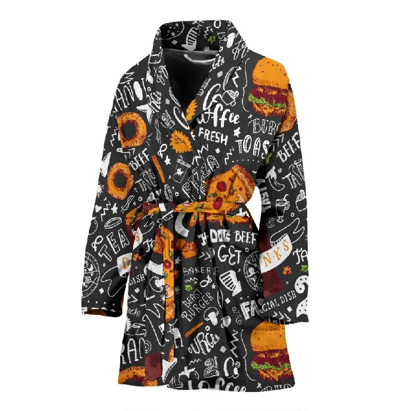 Fastfood Print Pattern Women Long Robe