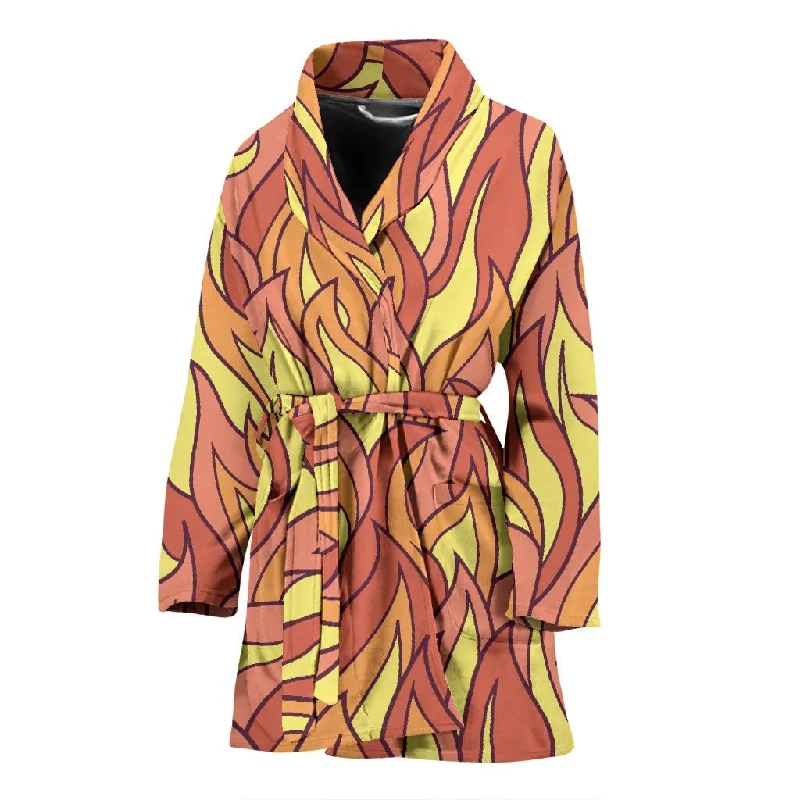 Fire Flame Pattern Print Women Long Robe