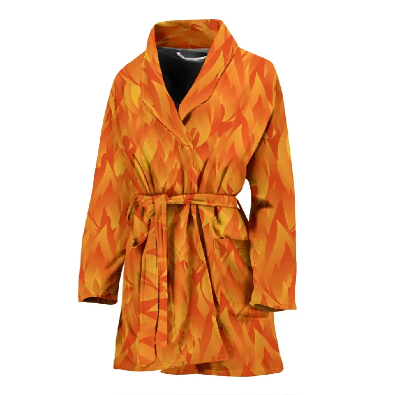 Flame Fire Pattern Print Women Long Robe