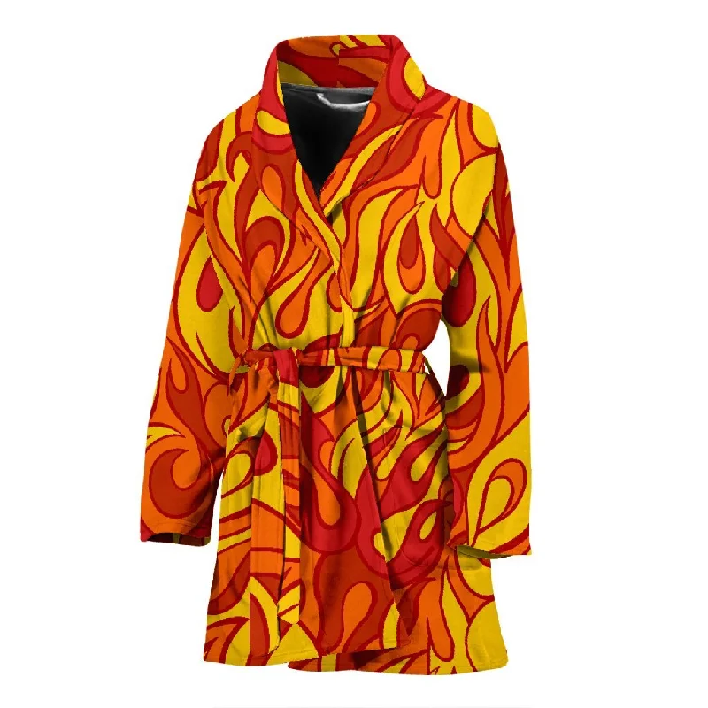 Flame Fire Print Pattern Women Long Robe