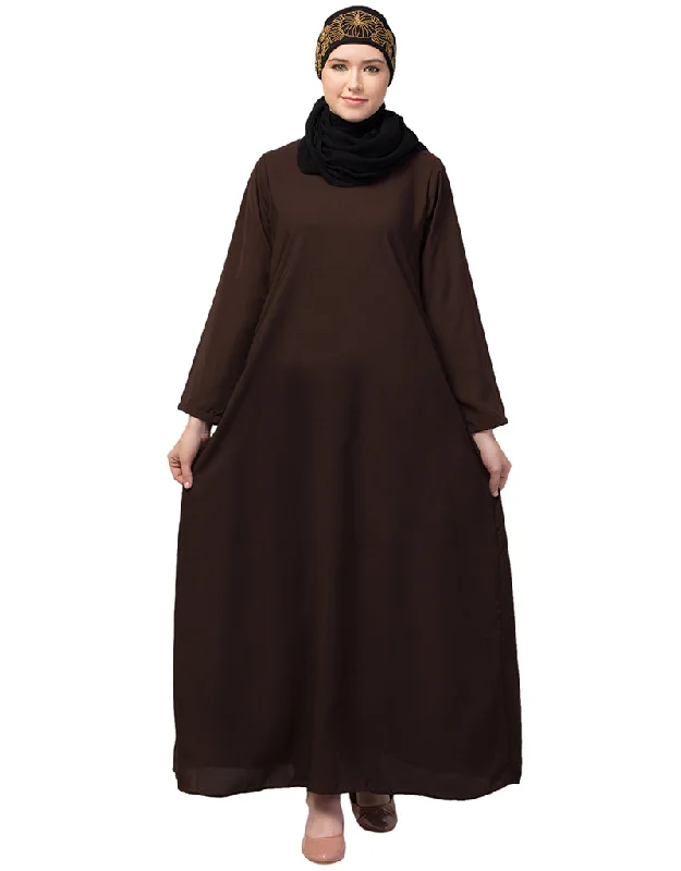 Modern Flare daily wear basic Casual Abaya In the Shade of Chocolate brown