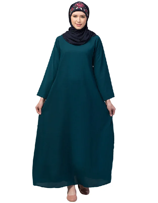 Muslimah Flared casual abaya for everyday wear In the Shade of Teal