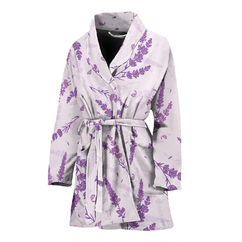 Floral Lavender Pattern Print Women Long Robe