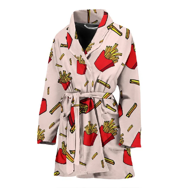 French Fries Pattern Print Women Long Robe