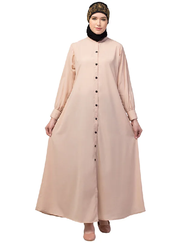 Women Front open & cuff Daily wear casual Abaya In the Shade of  skin