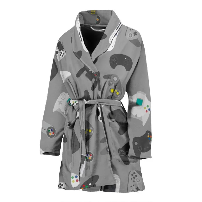 Gaming Joystick Print Pattern Women Long Robe