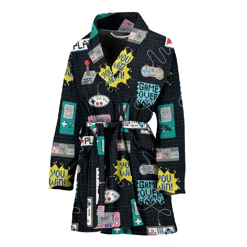 Gaming Print Pattern Women Long Robe