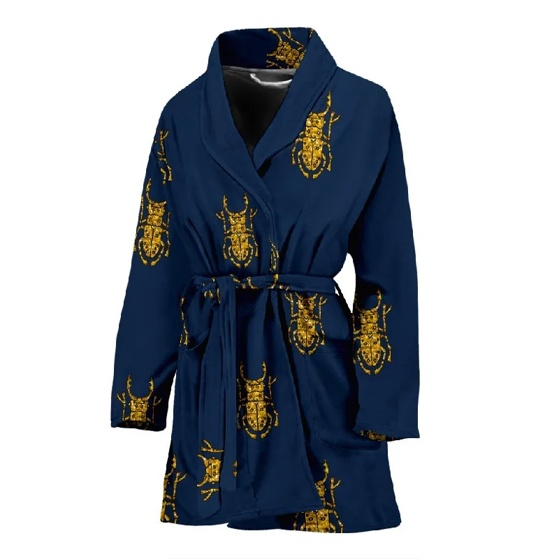 Golden Bug Pattern Print Women Long Robe