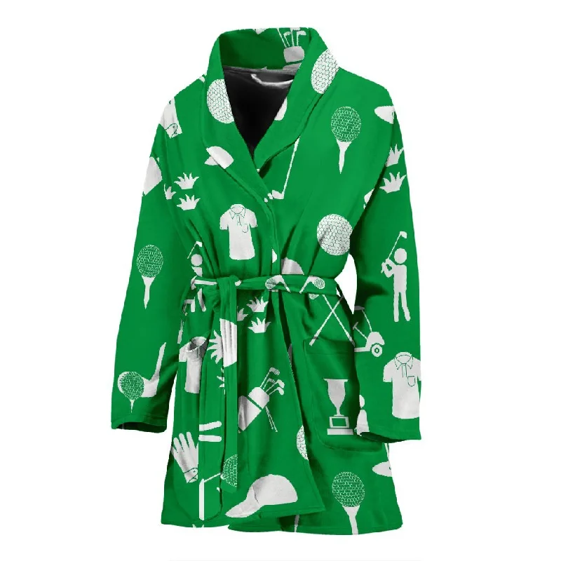 Golf Green Pattern Print Women Long Robe