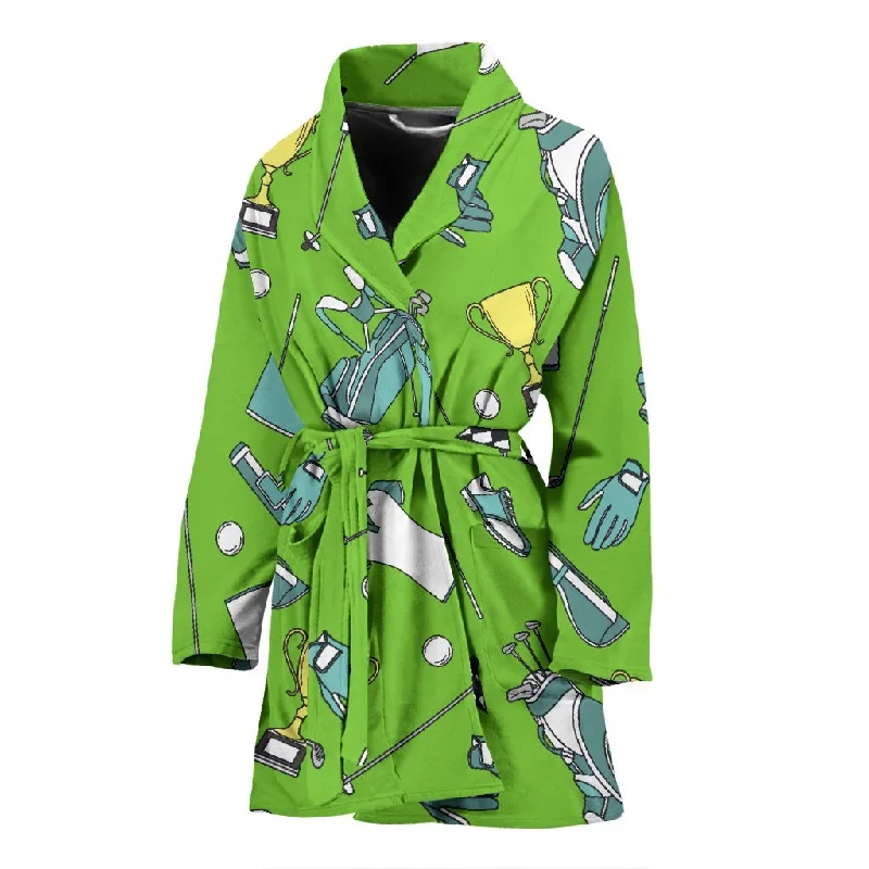 Golf Green Print Pattern Women Long Robe