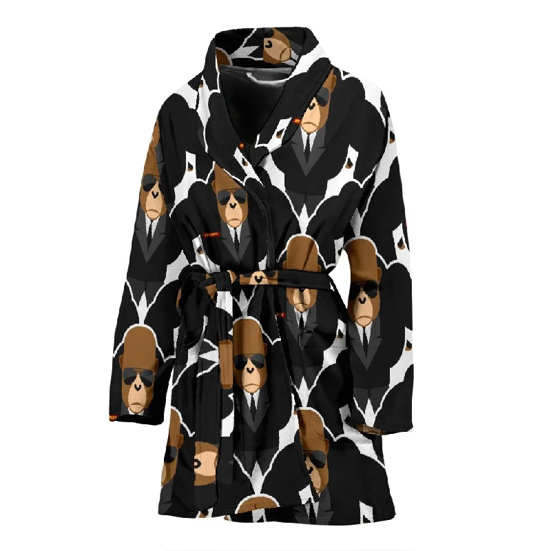 Gorilla Bodyguard Pattern Print Women Long Robe