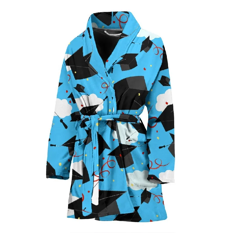 Graduation Print Pattern Women Long Robe