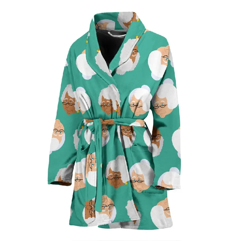 Grandma Nana Print Pattern Women Long Robe