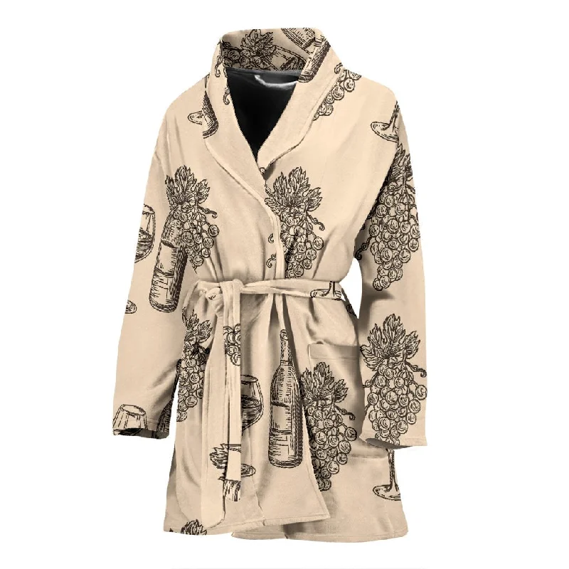 Grape Wine Pattern Print Women Long Robe