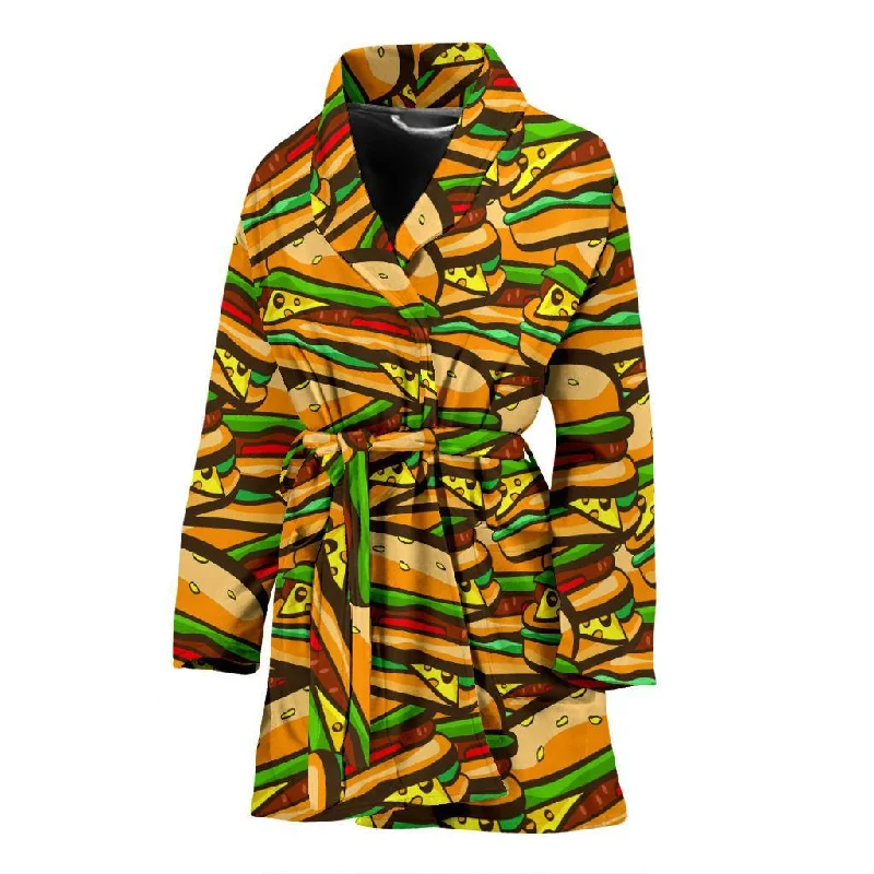 Hamburger Print Pattern Women Long Robe