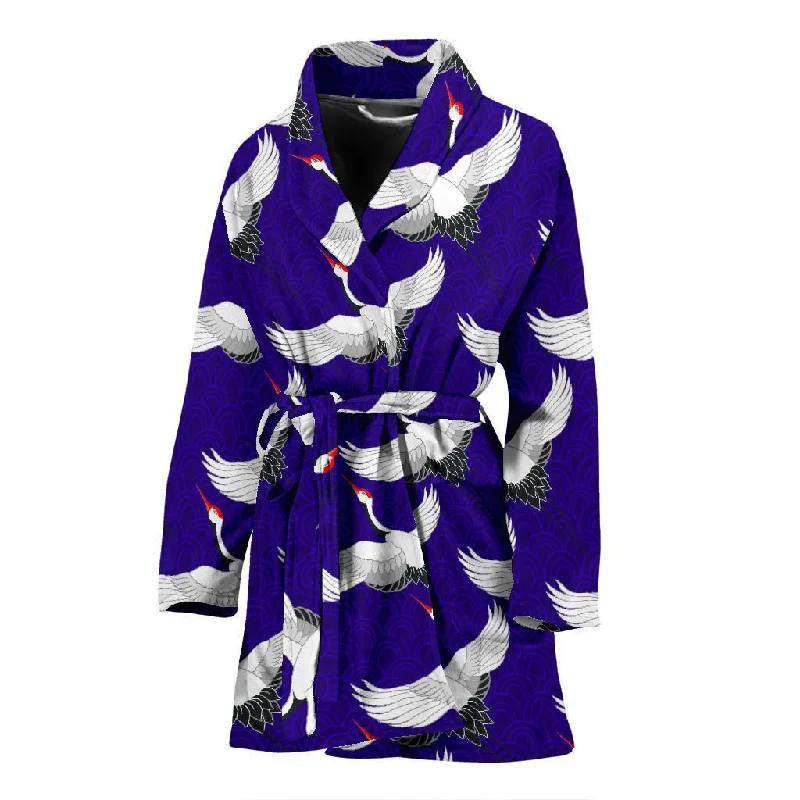 Heron Print Pattern Women Long Robe