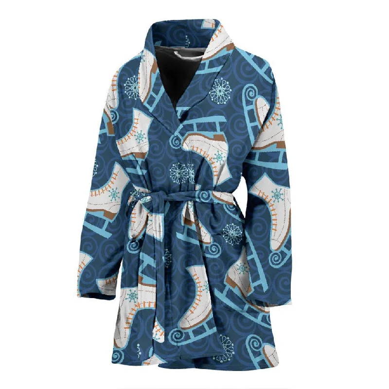 Ice Skate Pattern Print Women Long Robe