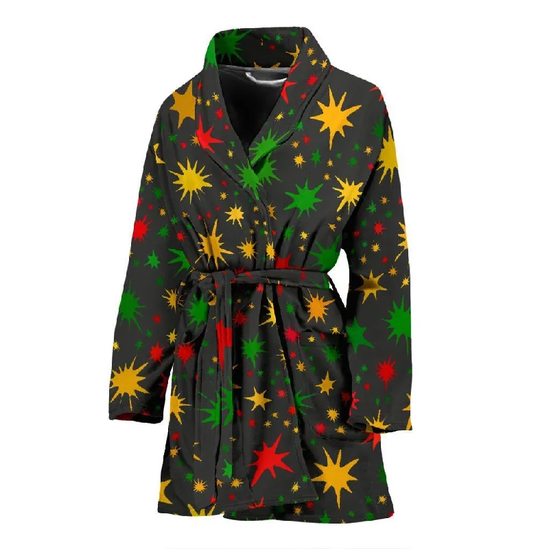 Jamaican Color Pattern Print Women Long Robe