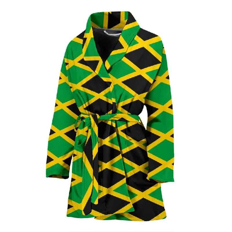 Jamaican Flag Pattern Print Women Long Robe