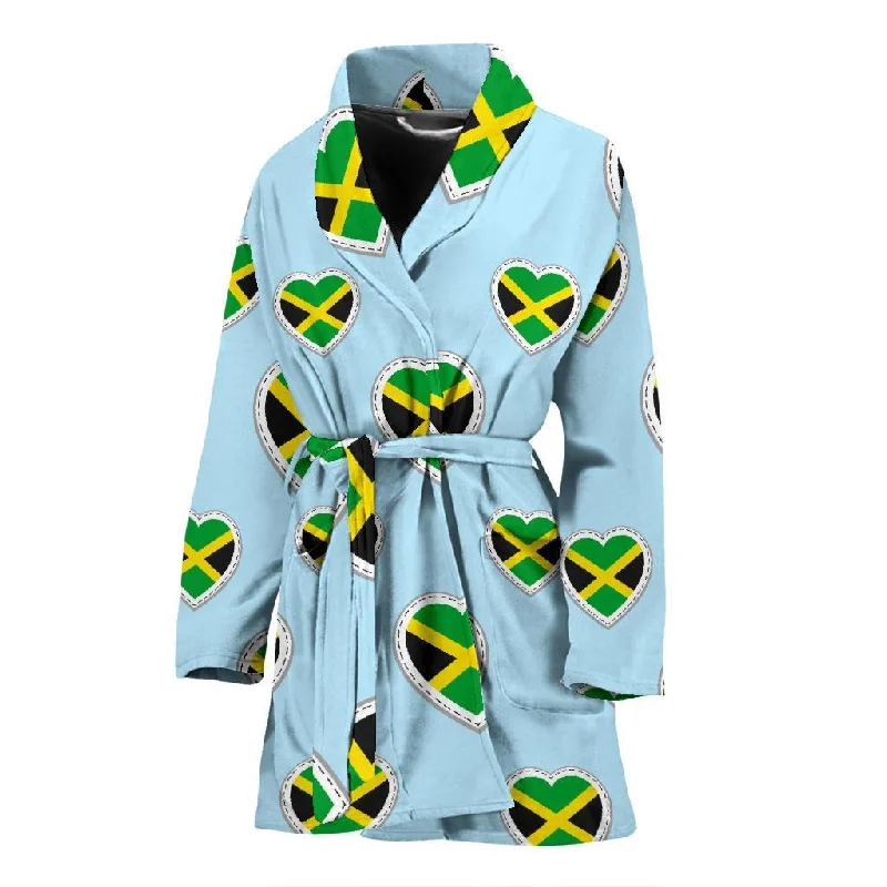 Jamaican Heart Pattern Print Women Long Robe