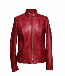 Red Leather Jacket For Women Biker LeatherJacket