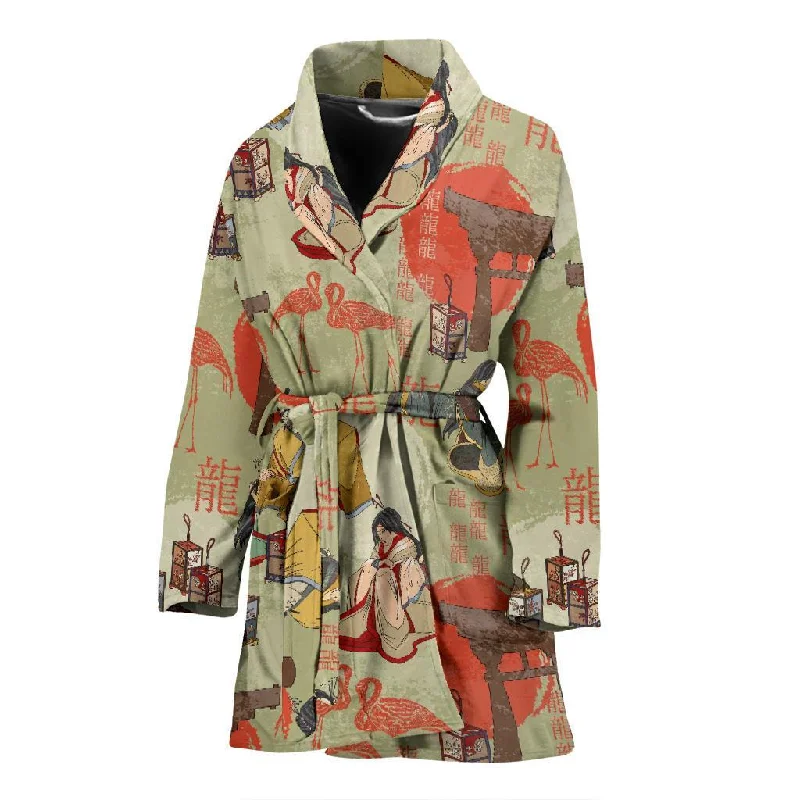 Japanese Tokyo Print Pattern Women Long Robe