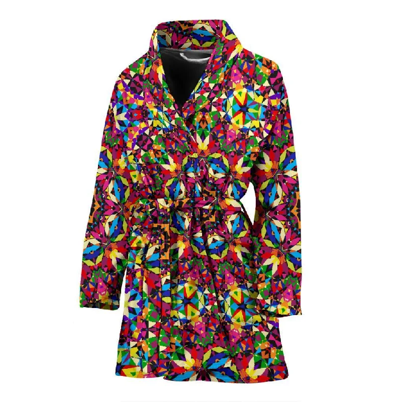 Kaleidoscope Pattern Print Women Long Robe