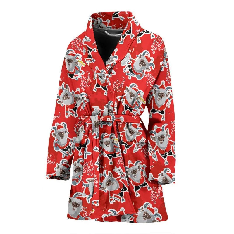 Krampus Christmas Print Pattern Women Long Robe