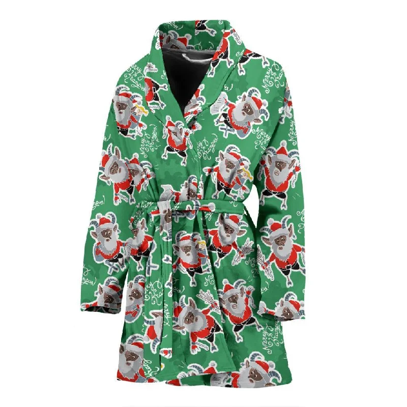 Krampus Print Pattern Women Long Robe