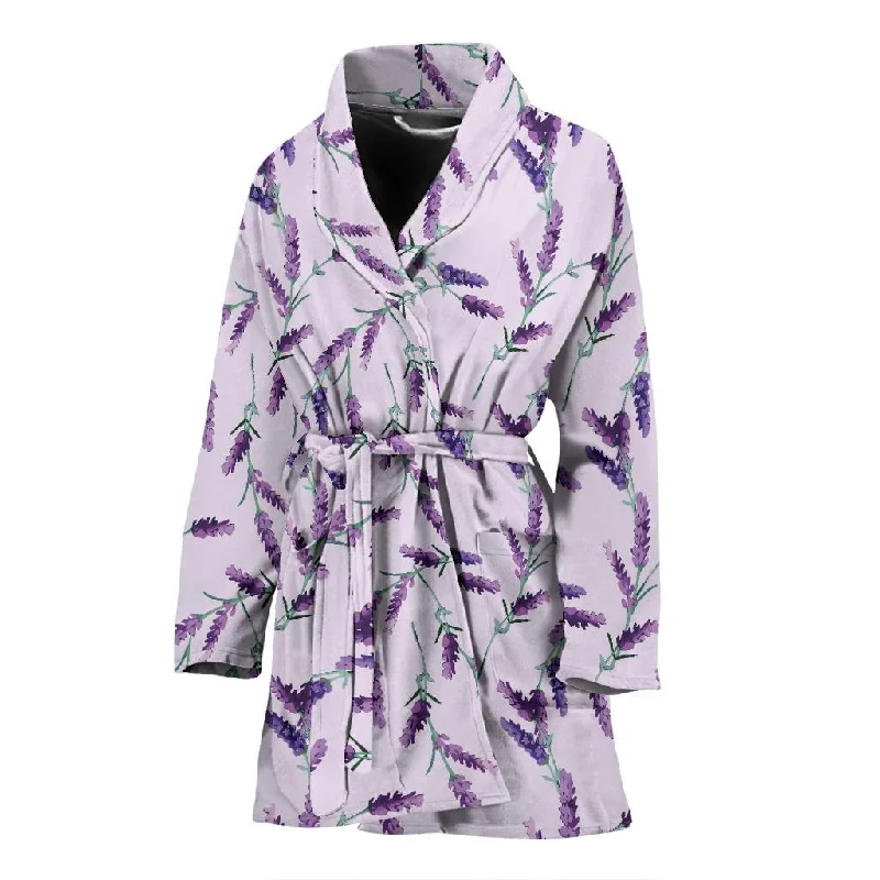 Lavender Floral Pattern Print Women Long Robe