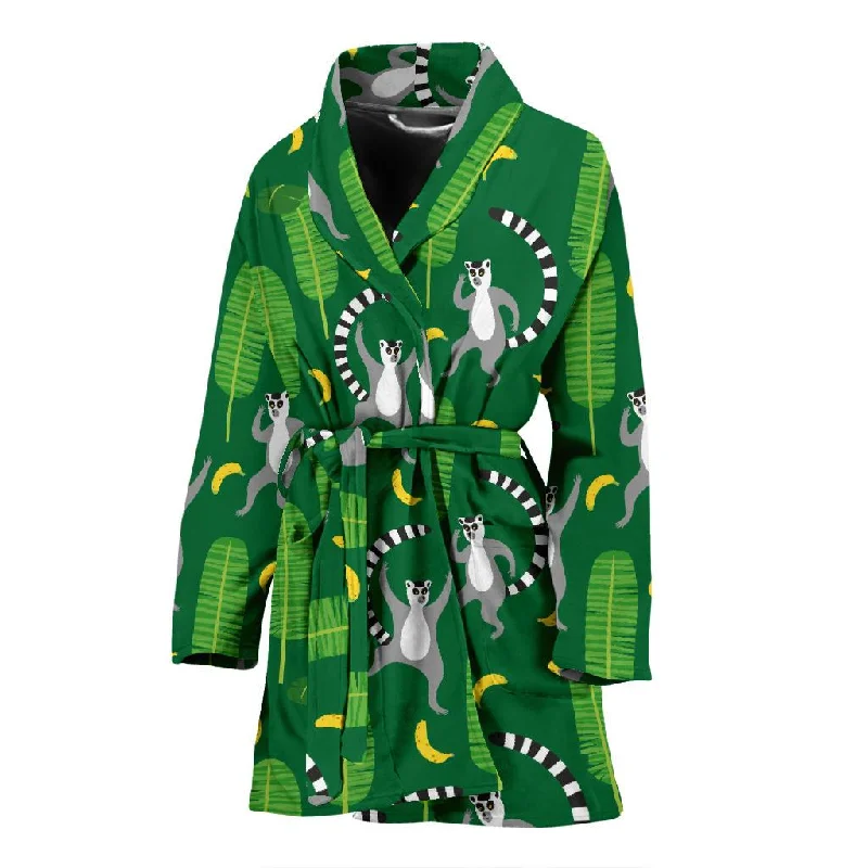 Lemur Print Pattern Women Long Robe