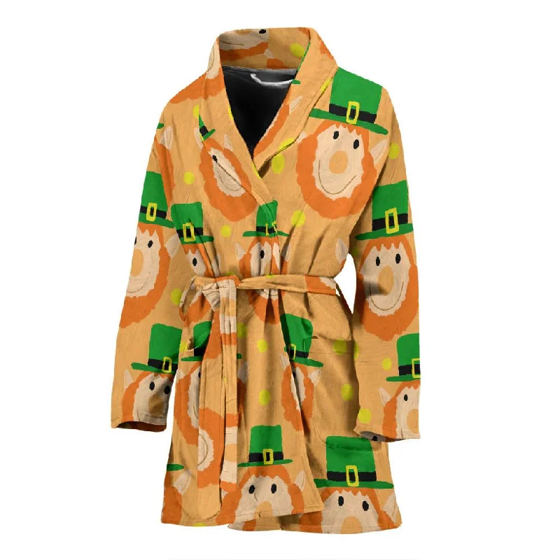 Leprechaun St Patrick's Day Pattern Print Women Long Robe