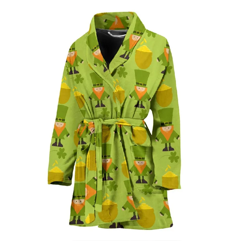 Leprechaun St Patrick's Day Print Pattern Women Long Robe