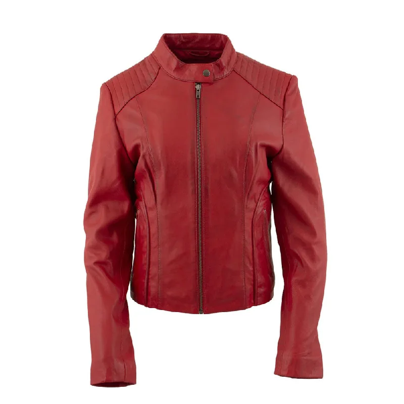 Women RAF B3 Sheepskin Red Biker Leather Jacket