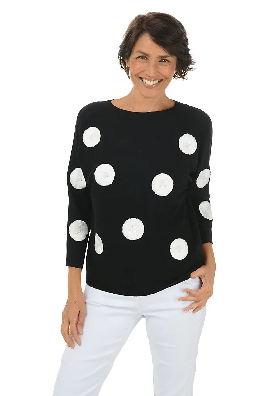 Black Polka Dot Embroidered Sweater