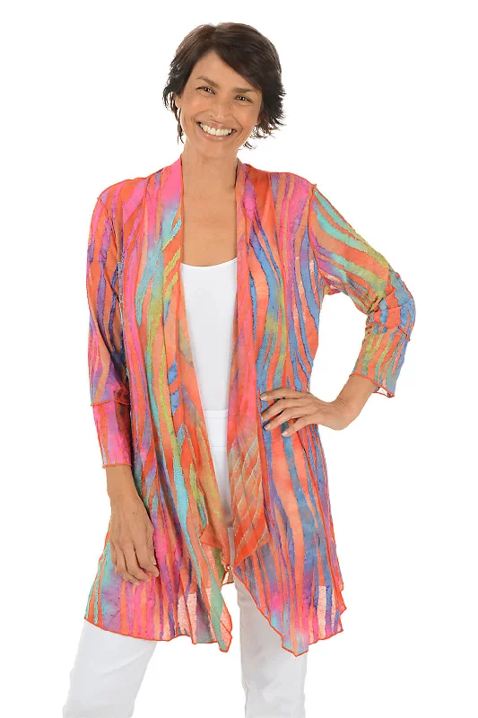 Multicolored Zebra Stripe Textured Cardigan