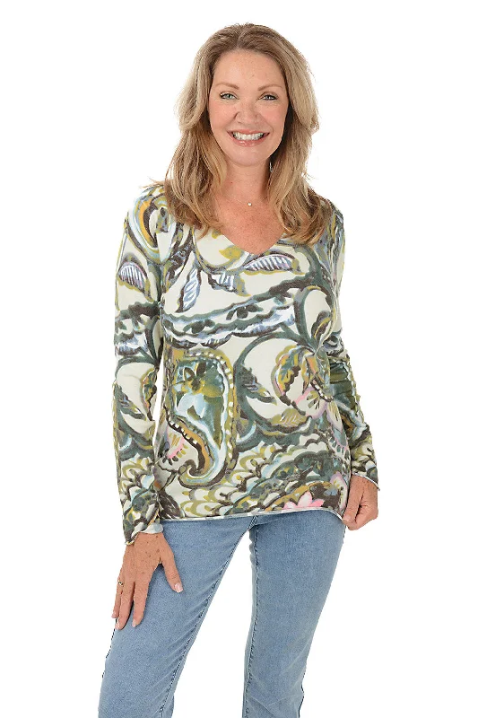 Paisley Lightweight V-Neck Sweater