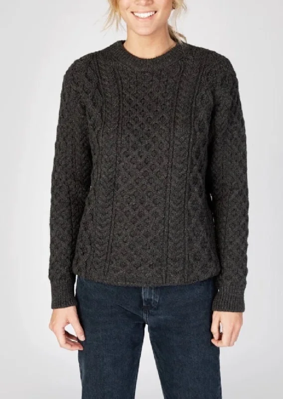 IrelandsEye Women's Aran Sweater | Graphite