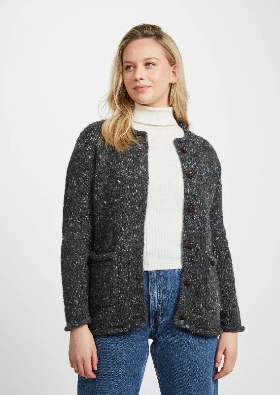 Ladies Donegal Wool Cardigan | Charcoal