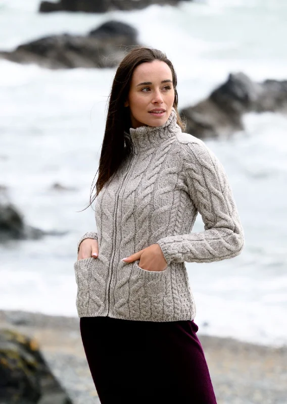 Aran Full Zip Cardigan | Oatmeal