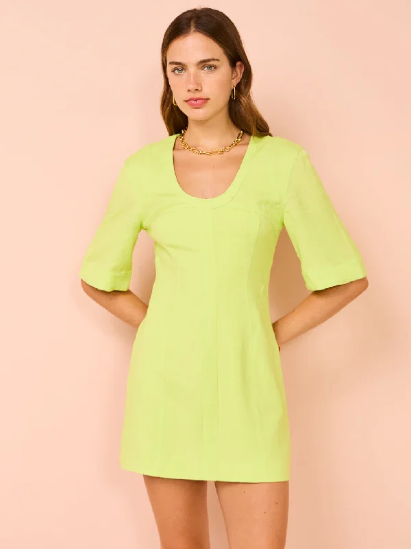 By Johnny Bora Box Sleeve Mini Dress in Sunny Lime