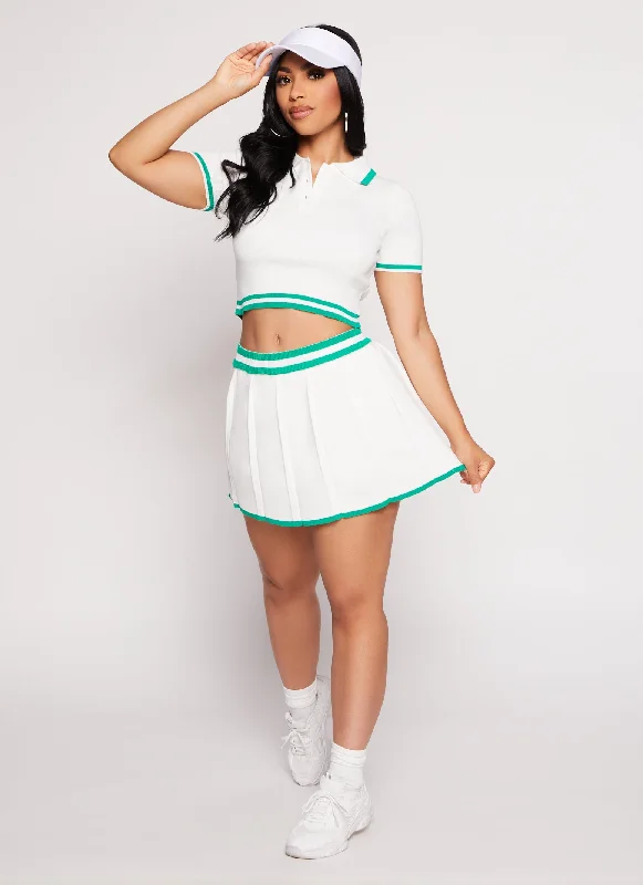 Knit Varsity Stripe Pleated Skort