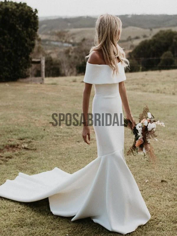 Mermaid Off the Shoulder Simple Romantic Wedding Dresses WD0519