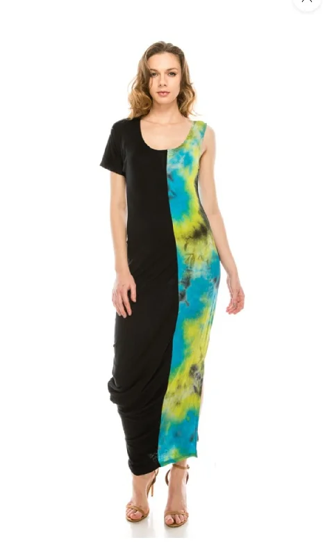 2 tone Maxi dress tie-dye/black