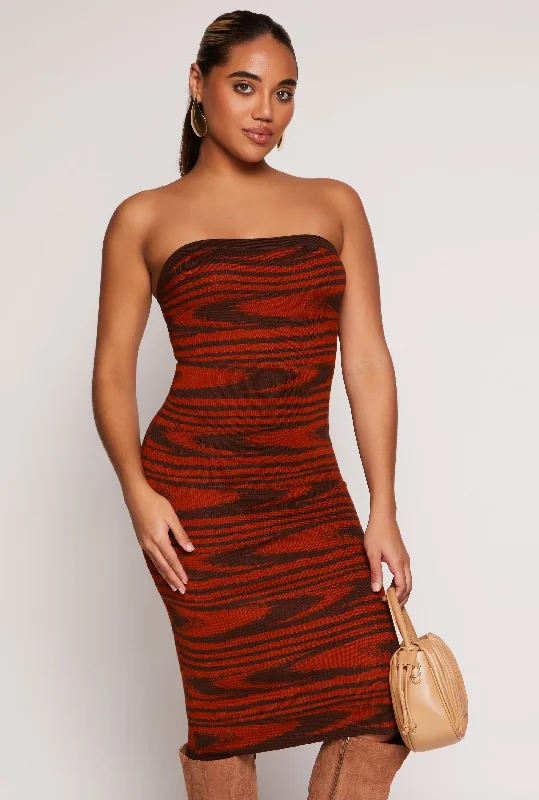 Almost Famous Abstract Tube Sweater Dress