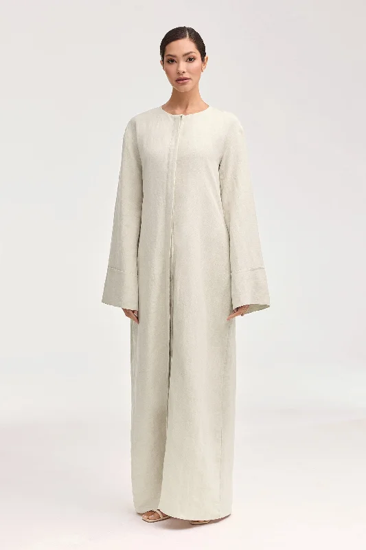 Lana Linen Button Down Maxi Dress - Oatmeal